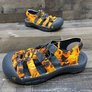 Keen Boys Big Kid Orange Flame Rubber Sandals 6
